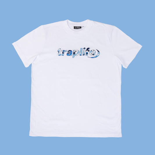 Traplife White T-Shirt Blue Camo Logo